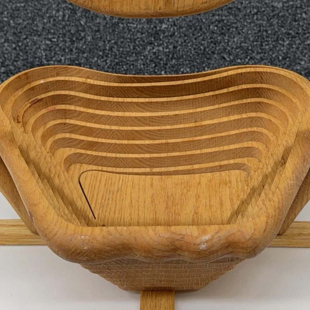 Collapsible Wooden Apple Fruit Bowl Basket‎ Stand Handle Rustic Farmhouse Decor